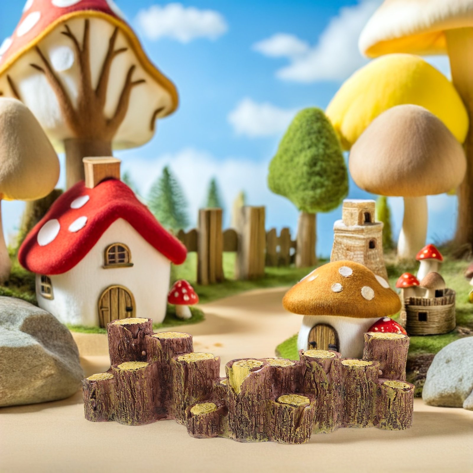 Bonsai Garden With Sand - 3 Buah Tunggul Pohon Resin untuk