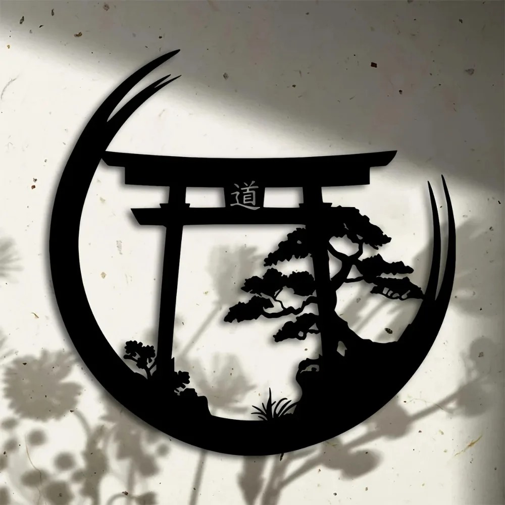 Japanese Garden Bonsai - Seni Dinding Logam Gerbang Torii Bonsai