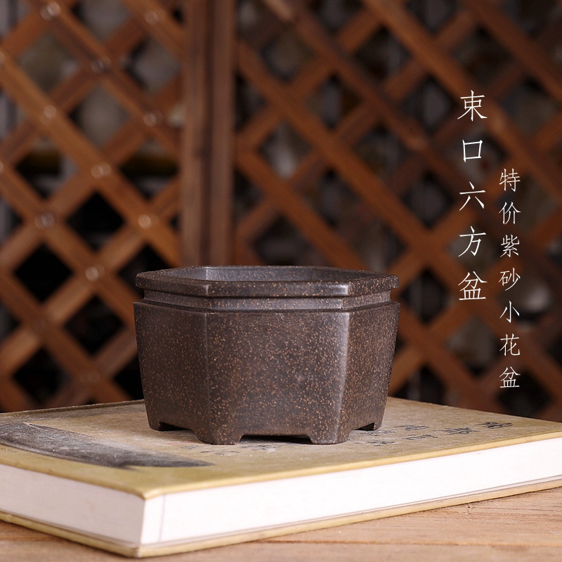 Bonsai Garden With Sand - Pot Bonsai segi enam, pasir ungu,