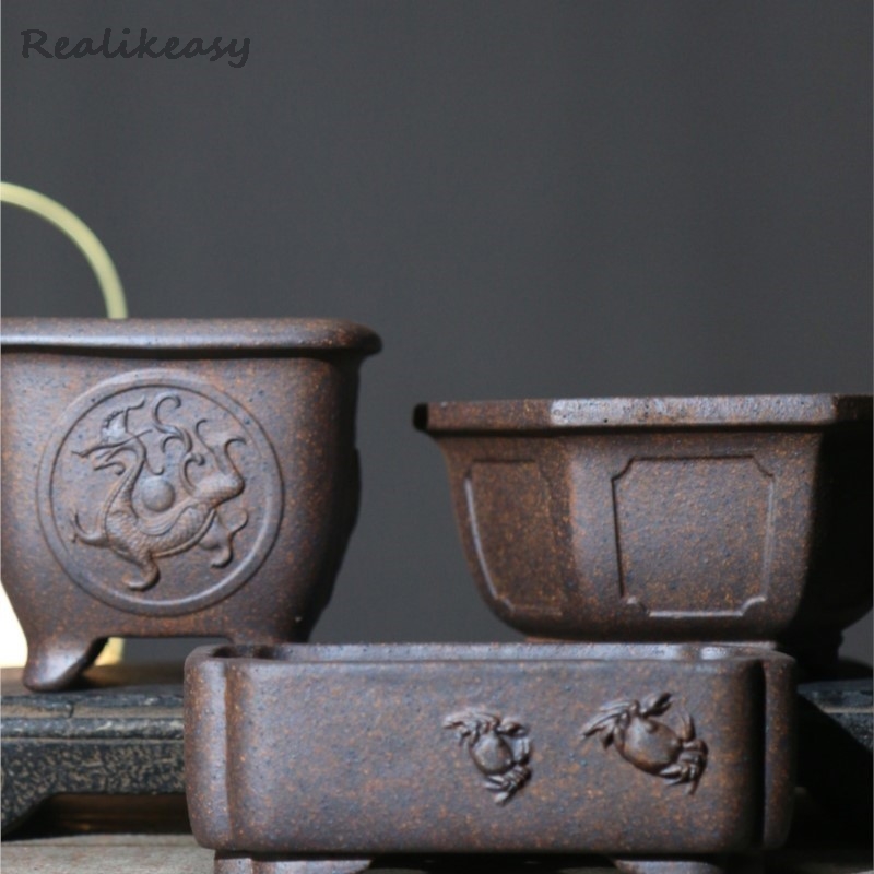 Japanese Garden Bonsai - Pot bunga pasir ungu heksagonal, Pot