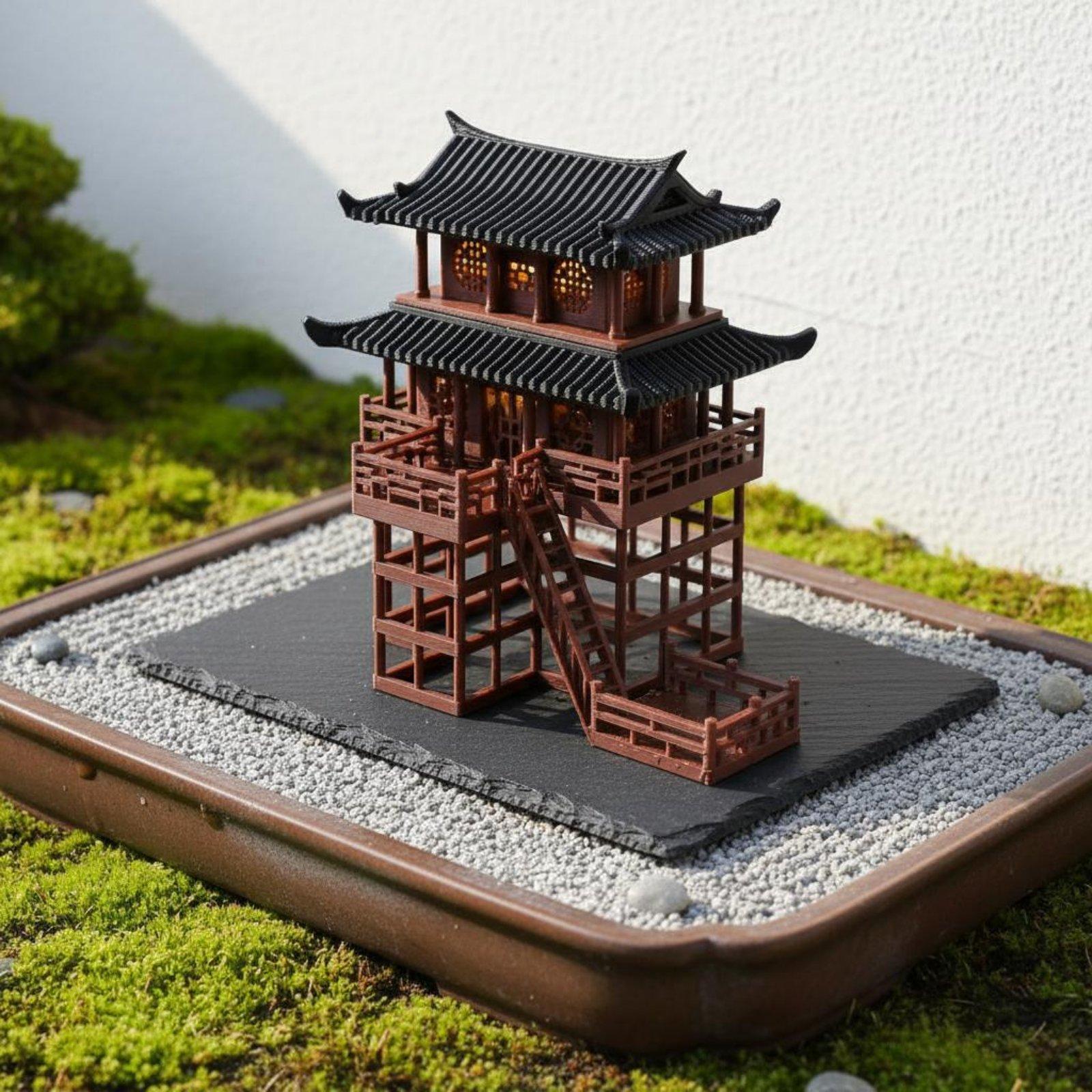 Japanese Garden Bonsai - Pagoda Plastik Mini untuk Meja Rumah,