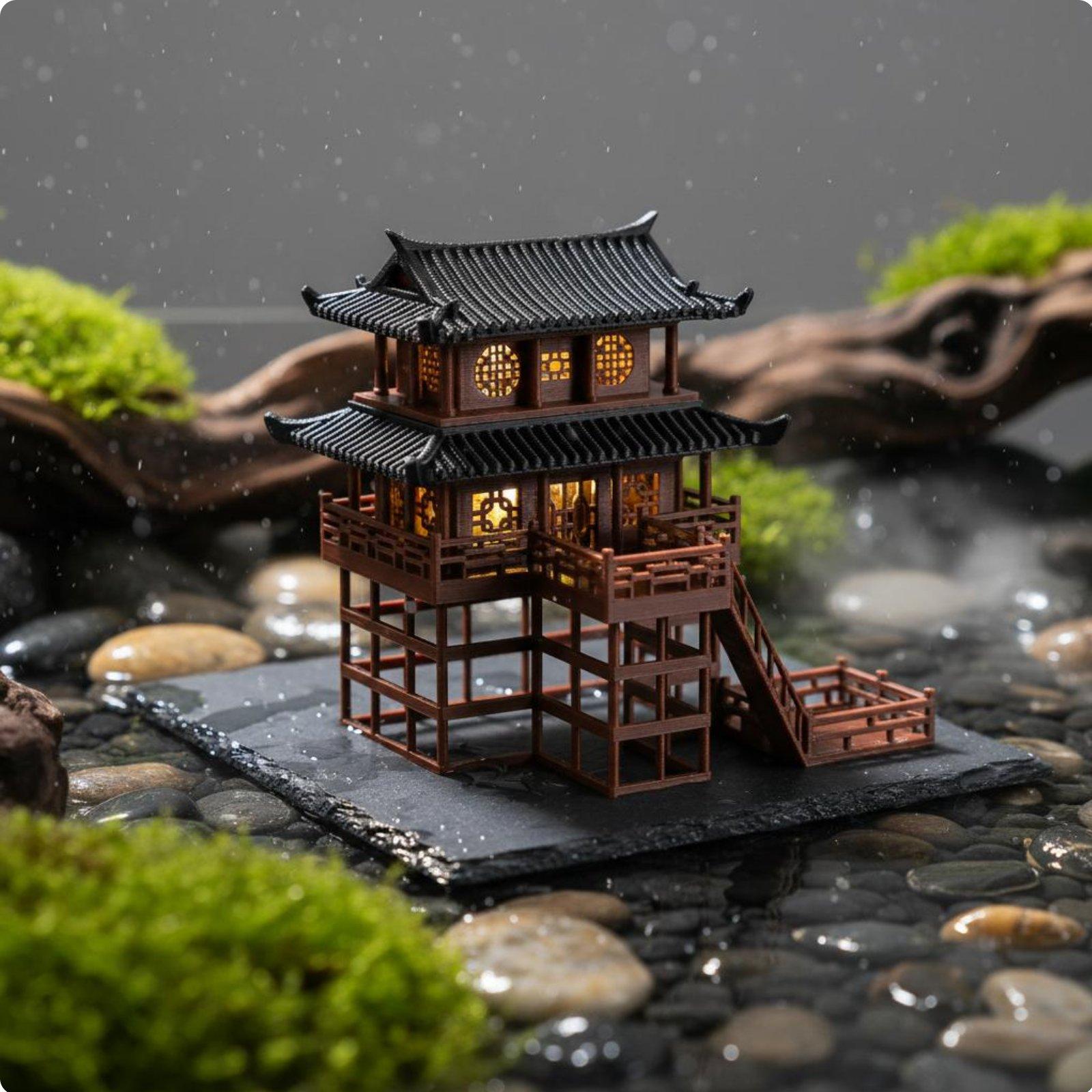 Pagoda Plastik Mini untuk Meja - Japanese Garden Bonsai ulasan dan harga